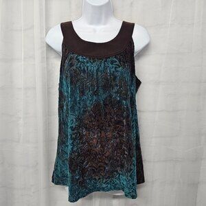 Sere Nade Y2K Tank Velour Flocked Burnout Goth Whimsigoth Fairy Blue Brown M